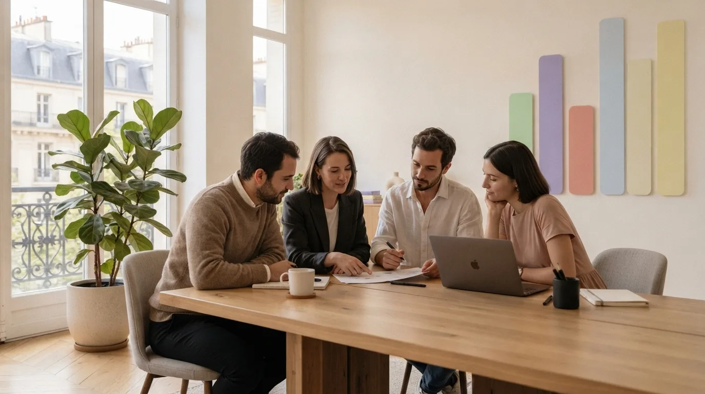 Équipe collaborant avec une plateforme d'agents IA partageant une mémoire commune