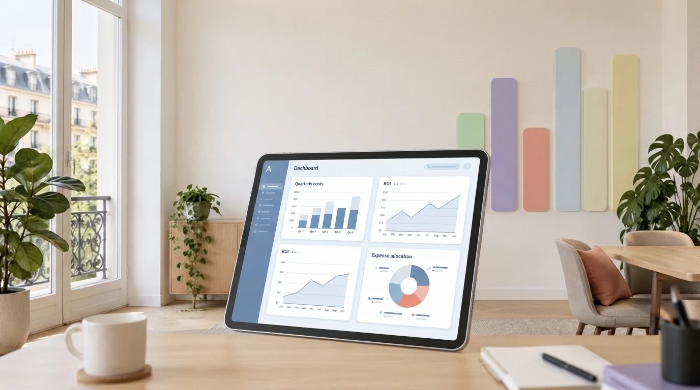 Tableau de bord comparant les coûts d'une plateforme d'agents IA pour PME
